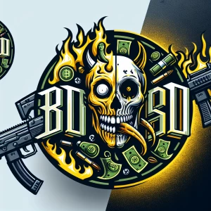 Create a professional ,  horror-themed circular brand logo featu...