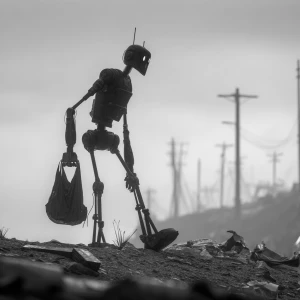 A robot picks up metal debris during storms and tempests. The ro...
