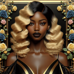 Create a vertical 3-D portrait of a light-skinned African-Americ...
