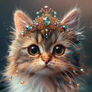 A cartoon. Beautiful cat, staring directly at the camera wearing...