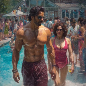 HyperRealism photo painting,a muscular beefy criminal kashmiri s...