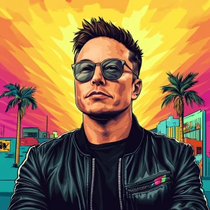 Elon Musk in GTA art style, , in the style of a Grand Theft Aut...