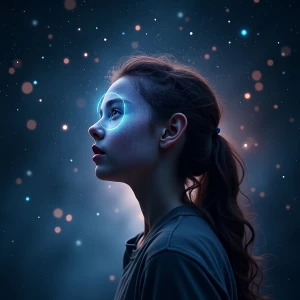 Design a cosmic-themed image highlighting futuristic vision of a...