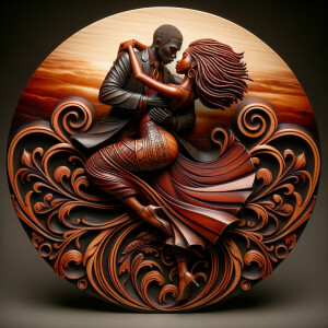 3d wood and porcelain sculpture of an Afrocentric woman with a m...