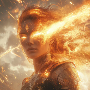 Hyperrealistic, cinematic digital art of Solara, Witch of Solar...