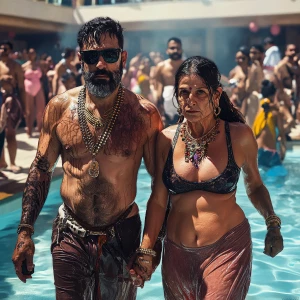 realism,photo fanstasy,a muscular beefy sweaty mature criminal m...