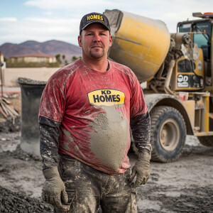 Curtis Kowe a concrete mixer operator pouring concrete, he is no...