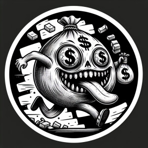 Create a detailed, circular logo with a horror theme that depict...