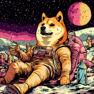 MEME DOGE in GTA art style, Doge enjoys a massive party on the...