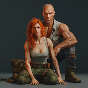 A photorealistic high resolution image. Light ginger haired fema...