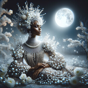 "Create an image of a majestic woman whose form is entirely comp...