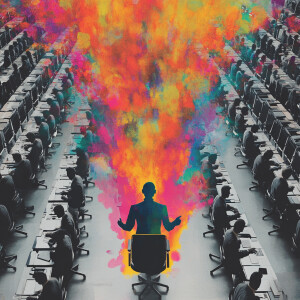 Design an image from an overhead perspective of a monochromatic,...