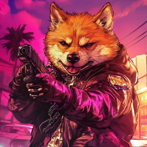 MEME DOGE in GTA art style — — highly detailed character portra...