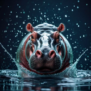 hyper realistic image of a macro lens photography of a hippopota...