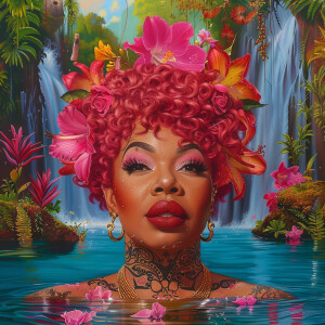 A 4K glossy oil painting hyper-realistic image of a large full-f...