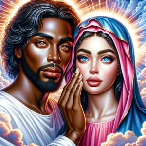Ensure that the image distinctly represents both Jesus Christ an...