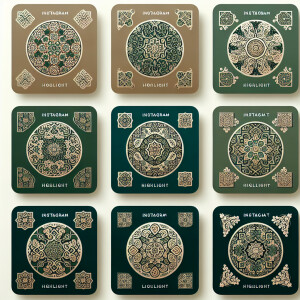 round covers for those highlights on Instagram. in green and bei...