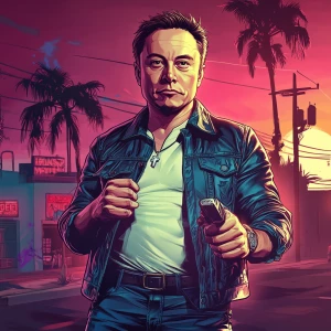 Elon Musk in GTA art style — — highly detailed character portra...