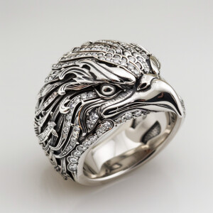 Handcrafted sterling silver ring featuring an intricately design...