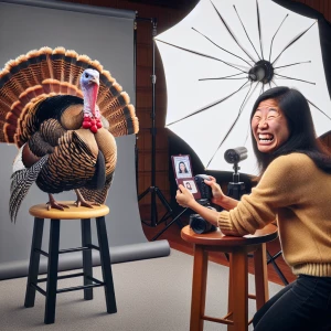 Thanksgiving Turkey getting passport photo taken, silly, funny