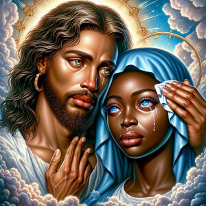 Ensure that the image distinctly represents both Jesus Christ an...