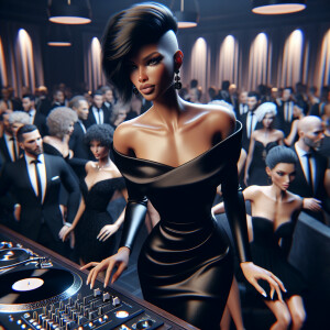 3-D image of a young beautiful African-American female she has a...
