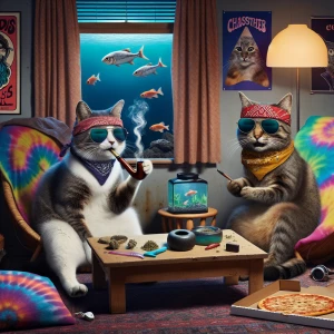 Cats smoking weed