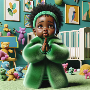 A 3D realistic illustration of a light-skinned African-American...