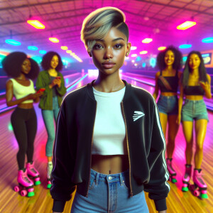 3-D image of a young beautiful LIGHT SKIN African-American femal...