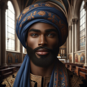 Create a slightly zoomed out portrait of an African-American man...