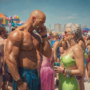 Hyperrealism painting .a muscular beefy sweaty dangerous crimin...