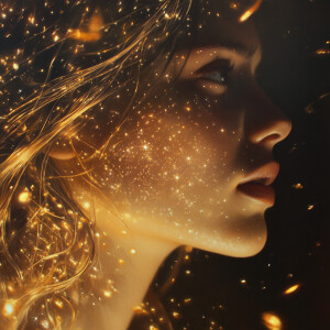 A hyper-ultra-realistic portrait of a woman gazing into the dist...