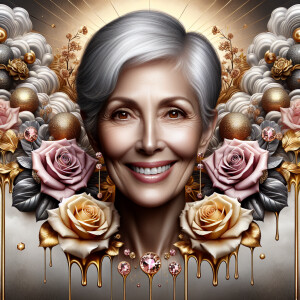 A horizontal portrait of a thinner, smiling American woman with...