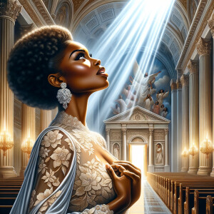 Create an airbrush oil painting of an African American woman wit...