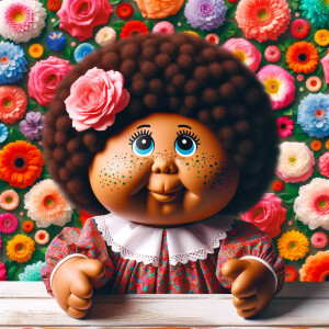 African-American cabbage patch doll with huge dimples, and freck...