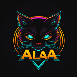 create me a logo with the word alpha and a cat that looks like a...
