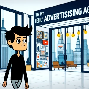A guy with dark hair walking inside the BBDO advertising agency...