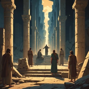 Create a series of illustrations depicting the key themes and ev...