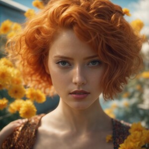 Photorealistic image. High resolution. Light ginger haired femal...