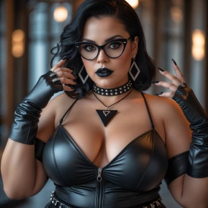 Create a curvy and very busty woman of Ashkenazi, German, French...