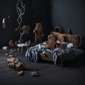 Create a Gingerbread minimalist bed room themed