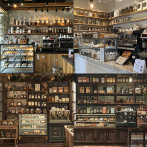 Cafe set up with coffee machine on the right side, with all the...