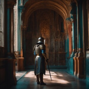 A knight looking to kingdom