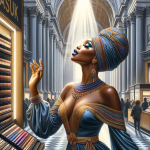 Create an airbrush oil painting of an African American woman wit...