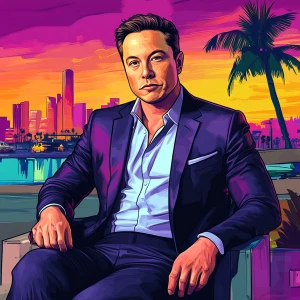 Elon Musk in GTA art style — — in the style of a Grand Theft Au...