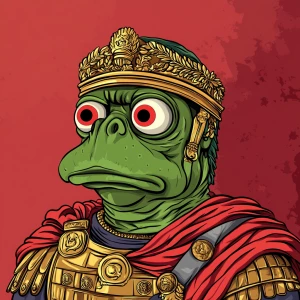 Pepe with pumped-up lips of a bright red color in carton style...