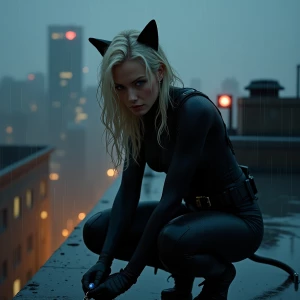 Felicia Hardy, the Black Cat, captured in a gritty, hyper-realis...