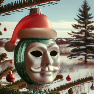 A photo of a 1950s kitsch blown glass Christmas ornament of a  h...