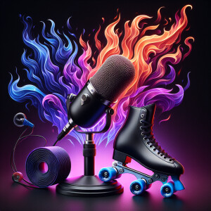 Create an image featuring a deep black background, with vibrant...