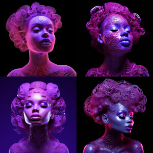 3D fluorescent image of a beautiful LIGHT SKIN African American...